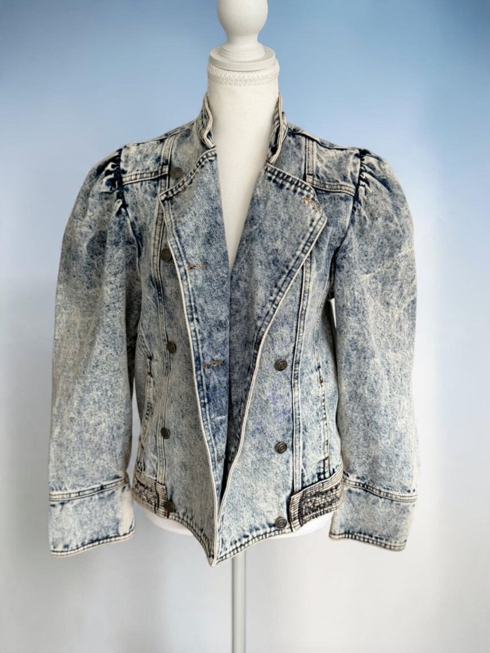 ZERAFIMA Washed Denim Blazer Jacket Size Medium